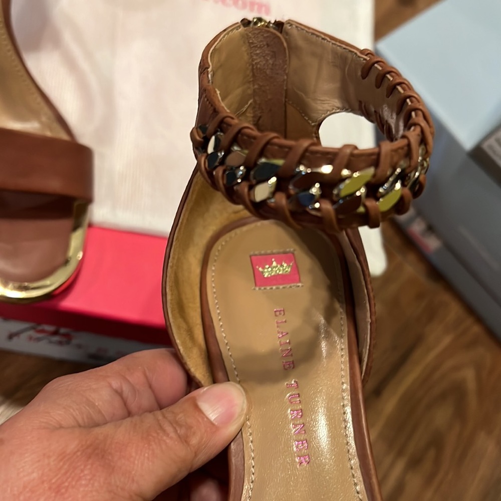 NIB Elaine Turner sandals chain detail size 7.5 - Picture 4 of 10
